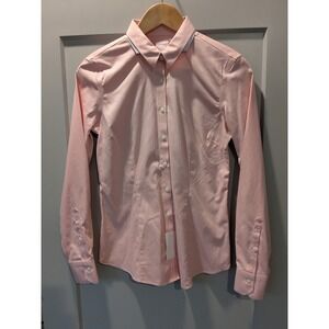 NWT Brooks Brothers Fitted Non-Iron Stretch Cotton Pink‎ Dress Shirt Womens Sz 0